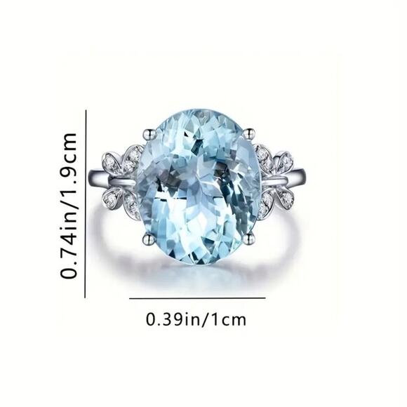 Inlaid Jade Sapphire Combination Ring Multiple Sizes - Picture 12 of 12